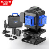 亚固 绿光水平仪蓝光8线12线16线高精度强光激光细线贴地贴墙仪平水仪 12线墙地一体机蓝光+双电+上墙架