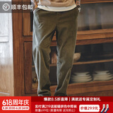 马登工装美式复古灯芯绒束脚长裤松紧腰条绒滑板锥型直筒休闲裤子男秋 军绿色 M