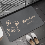 胜木雅软硅藻泥浴室脚垫卫生间厕所门口地垫吸水速干卫浴防滑垫子可定制 快乐灰兔 40cm*60cm 【多人购买】