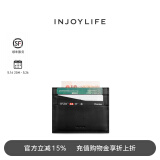 INJOYLIFE真皮小钱包超薄 简约男女商务皮夹 个性时尚迷你卡包 黑色