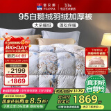 富安娜羽绒被子抗菌95%白鹅绒被 加厚冬被 1100g填充 203*229cm 白色