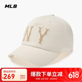 MLB帽子男女情侣棒球帽秋季刺绣大LOGO休闲遮阳帽3ACPC024N-50CRM-F