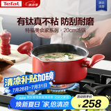 特福（Tefal）汤锅不粘锅煮汤锅家用炖煮锅双耳煮粥煲汤锅-20cm