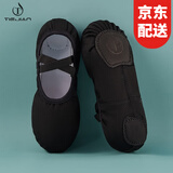 铁箭（TIEJIAN）舞蹈鞋女童免系带软底芭蕾猫爪成人儿童练功形体鞋中国舞鞋大码男 黑色 27 17.5cm