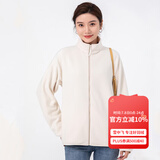 雪中飞摇粒绒立领女春季纯色简约舒适休闲情侣款保暖时尚百搭休闲卫衣 002F白色（女） M