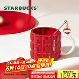 星巴克（Starbucks）红色格纹款马克杯(配搅拌棒)490ml陶瓷杯水杯子生日礼物女