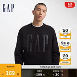 Gap男女装字母印花大logo圆领抓绒卫衣609136简约经典款 黑色 185/104A(XXL) 亚洲尺码