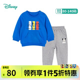 迪士尼宝宝（Disney Baby）童装男童女童套装潮酷米奇米妮卫衣套装儿童外出服 蓝色T1281 24个月/身高90cm