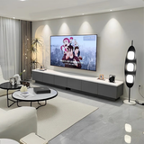 米客米家电视柜落地2025客厅家用小户型靠墙储物柜一体新款茶几电视柜组合 【热卖款2.4米】灰色+白大理石纹 组装（自行组装）