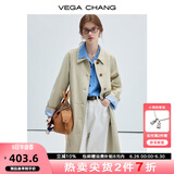 VEGA CHANG风衣女款2025新款春秋英伦风中长款宽松外套 卡其色 S