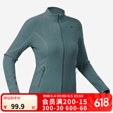 迪卡侬（DECATHLON）保暖户外抓绒衣外套男女运动宽松秋摇粒绒外套冲锋衣内胆 女款-全拉链-青绿色 XS