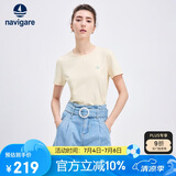 Navigare意大利小帆船女士简约基础款圆领短袖T恤2325504501 杏 M 