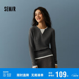 森马（Semir）森马毛衣女短款假两件含羊毛针织衫24冬新款保暖内搭109724107015