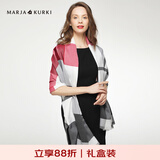 玛丽亚·古琦（MARJA KURKI）羊毛围巾女冬季 礼盒装保暖披肩围巾两用 千鸟格围脖女礼物 白/酒红/灰