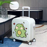 君通儿童行李箱可坐可骑儿童行李箱男女生小型行李箱卡通拉杆箱可定制 米白色  20英寸小恐龙 拉链【视频同款】 20英寸