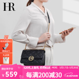 HR赫莲娜女包单肩斜跨包小香风菱格链条包头层牛皮母亲节520礼物 黑色【升级款】