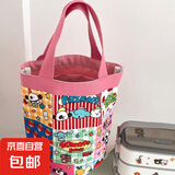 可爱涂鸦水桶包ins印花圆筒包帆布便当袋韩风少女手拎饭盒妈咪包 番茄商店