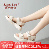 奥古狮登（Agsdon）运动凉鞋女夏季百搭魔术贴凉鞋女厚底轻便沙滩鞋 322039 米色 35