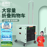 喜路仕购物车买菜手拉车超市箱体小推车老人户外露营拖车BY06-W清新绿