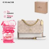 蔻驰（COACH）【品牌直供】女士小号印花风琴包单肩斜挎包PVC配皮 520礼物