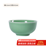 龙泉青瓷米饭碗陶瓷新款创意中式餐具家用加厚吃饭碗大号面汤碗喝粥碗小碗 5.5英寸梅子青碗