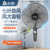 志高（CHIGO）电风扇落地扇家用台式夏天小宿舍遥控立式摇头工业大风力电扇 16英寸机械四档七叶【纯铜款长线款】