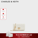 CHARLES&KEITH经典菱格链条小方单肩斜挎包包女包生日520礼物CK2-70160131 Cream奶白色 小包