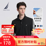 诺帝卡（NAUTICA）男装夏季款棉氨混纺多色休闲亲肤透气易打理翻领短袖POLO衫男 3100黑色0TB M