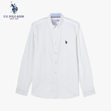 U.S. POLO ASSN.衬衫男春秋长袖白色休闲工装外套高端免烫抗皱宽松蓝色男士衬衣