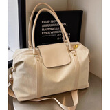 星昔大容量短途旅行包女手提出差收纳行李包健身外出旅游轻便包健身包 米白色【干湿分离】