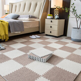 NSYCA棉麻方块拼接地毯卧室满铺家用客厅儿童爬行垫布艺大面积地毯简约 浅咖+杏色【表层棉麻+环保EVA底】 30cm*30cm *1.0cm【10片装】带边条