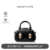 INJOYLIFE锁扣馒头包黑金千金风高级感复古单肩斜挎包小手提包贝壳包 黑色