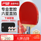 红双喜（DHS）乒乓球拍六星直拍H6006进攻型双面反胶单拍附拍套