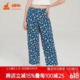 铜牛家居裤汗布印花居家女裤睡裤棉家居裤长裤女春夏VK034 夏日鲜橙-白-蓝 M (165/90)
