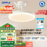 欧普（OPPLE）全光谱36寸风扇灯遥控一体LEDRa98餐厅卧室吊灯冰风白1级能效