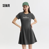 森马（Semir）【连衣裙合辑】夏天女法式慵懒风裙子复古学院风针织裙雪纺碎花裙 U款插肩袖针织裙-灰色调00422 XS