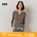 森马（Semir）森马毛衣女短款假两件含羊毛针织衫24冬新款保暖内搭109724107015