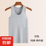 【100%纯棉】男士背心运动跨栏工字背心男健身弹性无袖t恤男汗衫 灰色 一件装 2XL 体重【140-165斤】