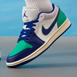 耐克（NIKE）男鞋 2025冬季新款AIR JORDAN 1运动鞋透气缓震时尚休闲篮球鞋 浅灰/帆白/深宝蓝/体育场绿/棉布白 41