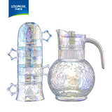 乐唯诗星空玻璃水杯联名高档创意高颜值叠叠杯大容量水杯果汁杯饮料杯 星空1壶4杯【极光彩】五件套