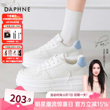 达芙妮官方小白鞋女2025年春秋爆款女鞋透气百搭运动休闲女鞋厚底板鞋女 白蓝色【四季款 跟高5.5cm】 36