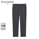太平鸟男装 秋季格纹商务休闲西裤B1GAC1X18 灰色 M