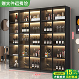 莀晞家居酒柜 客厅酒柜家用落地餐边柜储物柜展示柜简约带钢化玻璃门酒柜 轻奢灰五门180*40*200带灯无酒格
