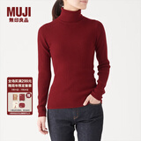 无印良品 MUJI 女式  罗纹高领毛衣 W9AA870 长袖针织衫 红色 S