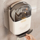 优勤（YOUQIN）筷子收纳盒厨房筷子筒置物架墙上壁挂式家用沥水勺子桶筷笼篓 奶油风筷子筒【带盖防尘】