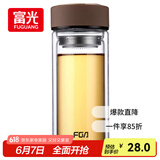 富光 男女士双层玻璃杯 高硼硅玻璃304茶隔水杯子 带茶隔泡茶杯500ml