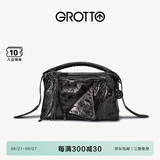 GROTTO个乐新款翻领包mini真皮轻便手提单肩斜挎包手机包小包礼物 暗夜银 mini
