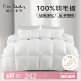 皮尔卡丹 暖绒抗菌 100%羽毛被加厚被子 双人冬被 6斤 200*230cm 白色