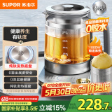 苏泊尔（SUPOR）纯钛养生壶 玻璃面板烧水壶 316L不锈钢恒温煮茶器  加大滤网 电热水壶多段保温1.5L SW-15YJ55