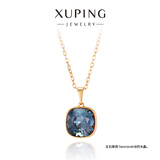 XUPING旭平首饰仿水晶经典肥方项链女士饰品送新年礼物 4号色-墨蓝色 约40+5cm
